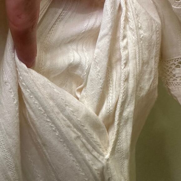 Allison New York Cream Embroidered Lace Cottage Peasant Prairie Boho Mini Dress - Picture 9 of 14